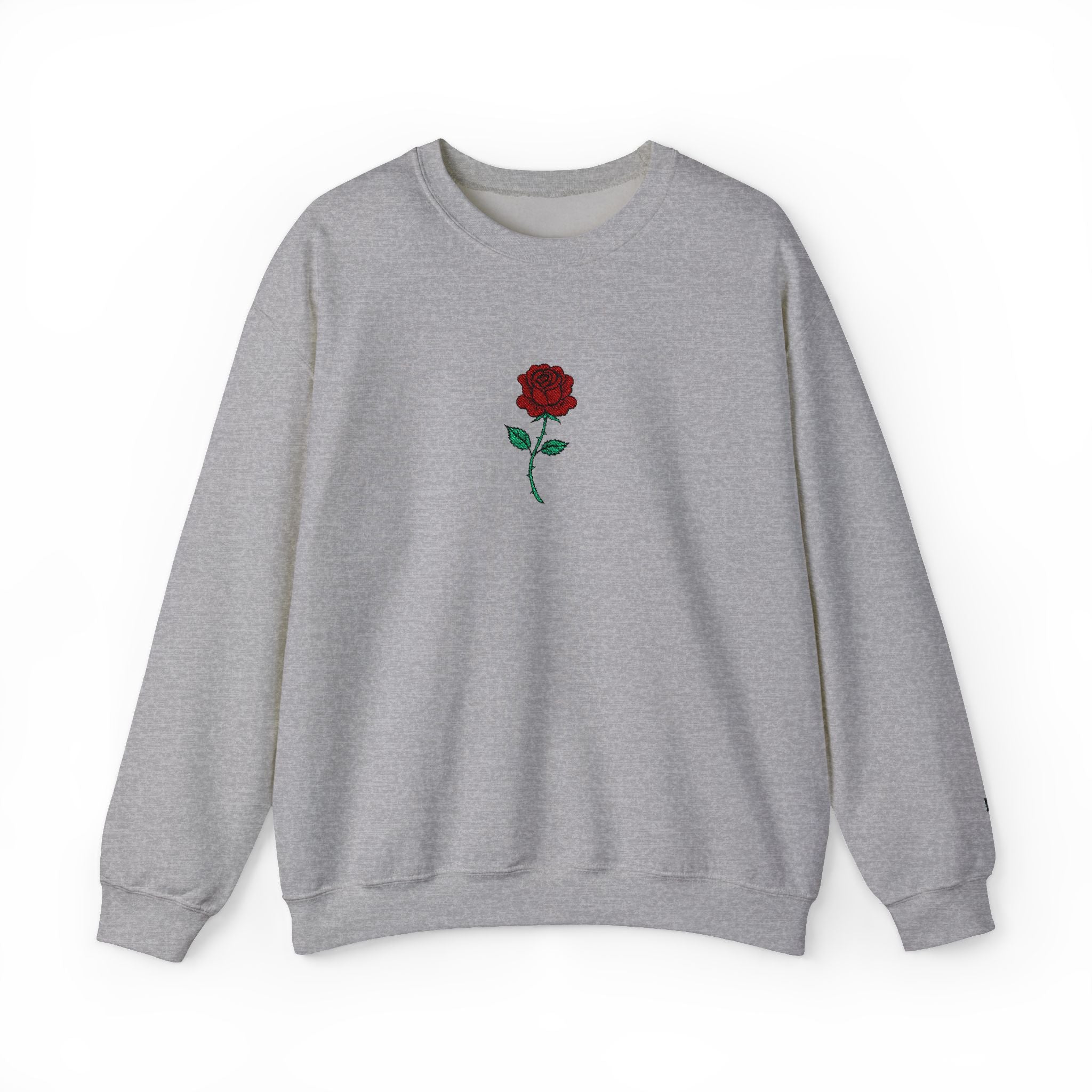 Rose Embroidered Unisex Crewneck Sweatshirt, Cozy Gift for Her, Casual Fall Fashion, Valentine's Day, Birthday Sweatshirt