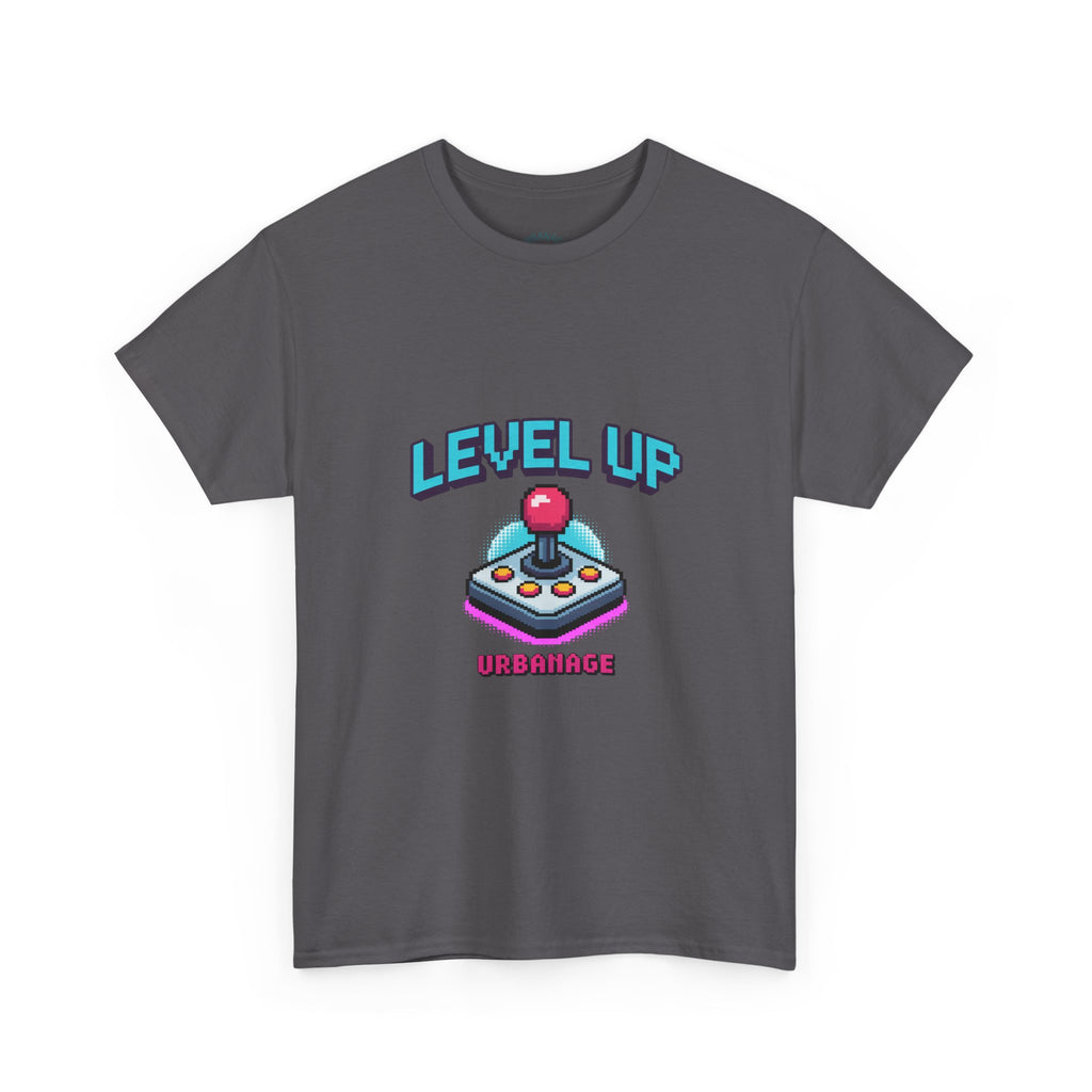 Level Up Unisex Heavy Cotton Tee, Retro Gamer Shirt, Video Game T-Shirt, Gift for Gamers, Fun Playful Graphic Tee