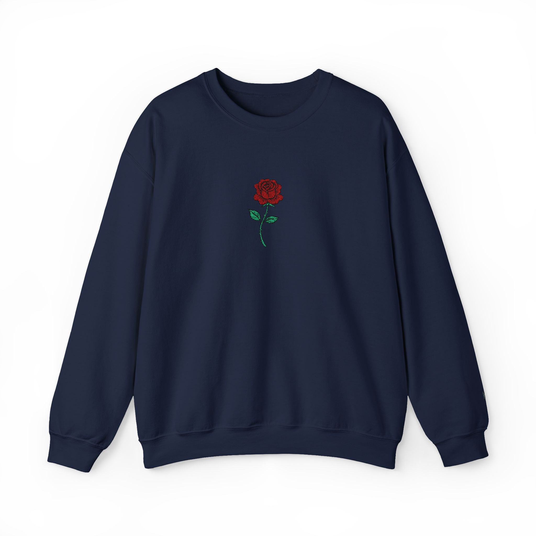 Rose Embroidered Unisex Crewneck Sweatshirt, Cozy Gift for Her, Casual Fall Fashion, Valentine's Day, Birthday Sweatshirt