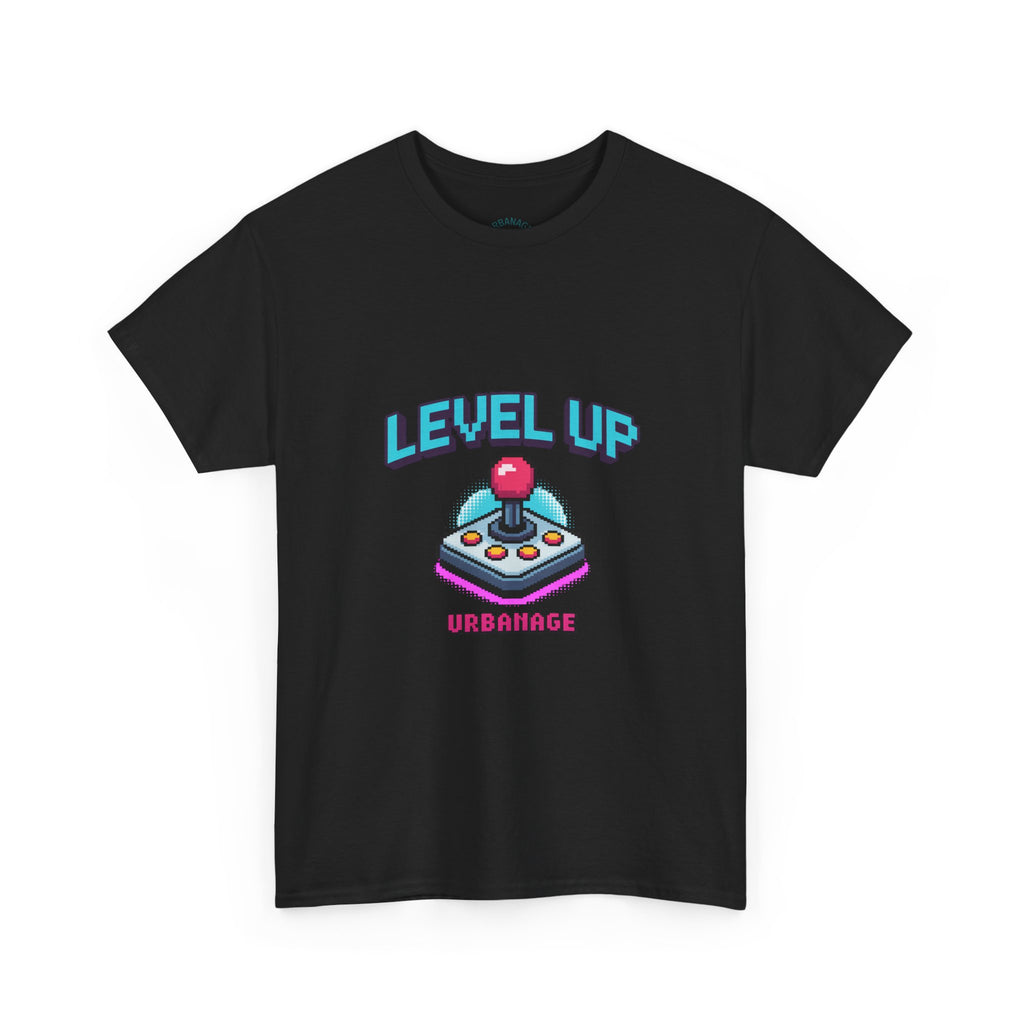 Level Up Unisex Heavy Cotton Tee, Retro Gamer Shirt, Video Game T-Shirt, Gift for Gamers, Fun Playful Graphic Tee