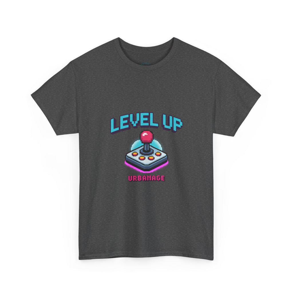 Level Up Unisex Heavy Cotton Tee, Retro Gamer Shirt, Video Game T-Shirt, Gift for Gamers, Fun Playful Graphic Tee