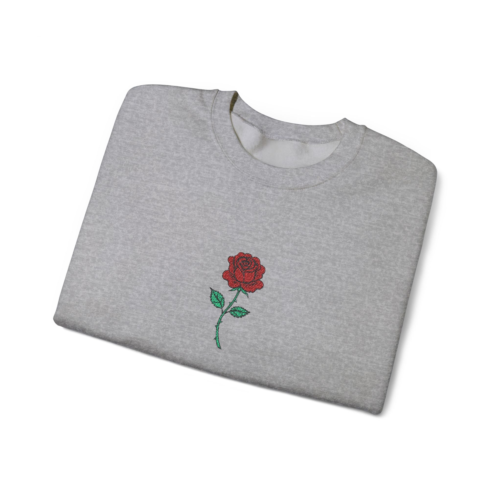 Rose Embroidered Unisex Crewneck Sweatshirt, Cozy Gift for Her, Casual Fall Fashion, Valentine's Day, Birthday Sweatshirt