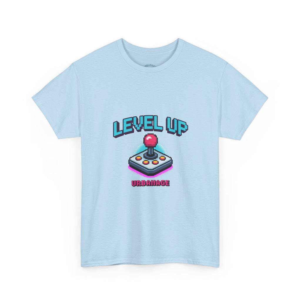 Level Up Unisex Heavy Cotton Tee, Retro Gamer Shirt, Video Game T-Shirt, Gift for Gamers, Fun Playful Graphic Tee