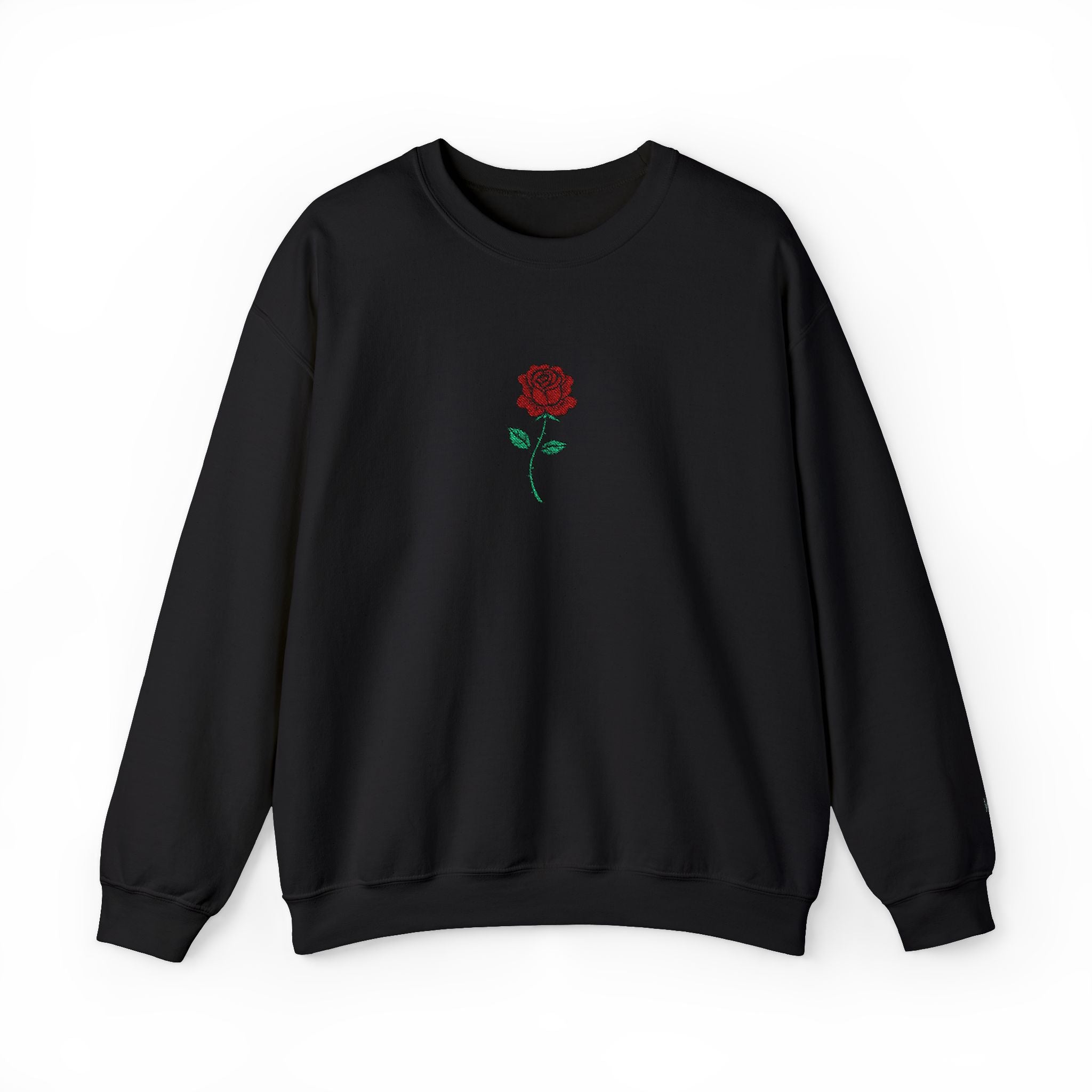 Rose Embroidered Unisex Crewneck Sweatshirt, Cozy Gift for Her, Casual Fall Fashion, Valentine's Day, Birthday Sweatshirt