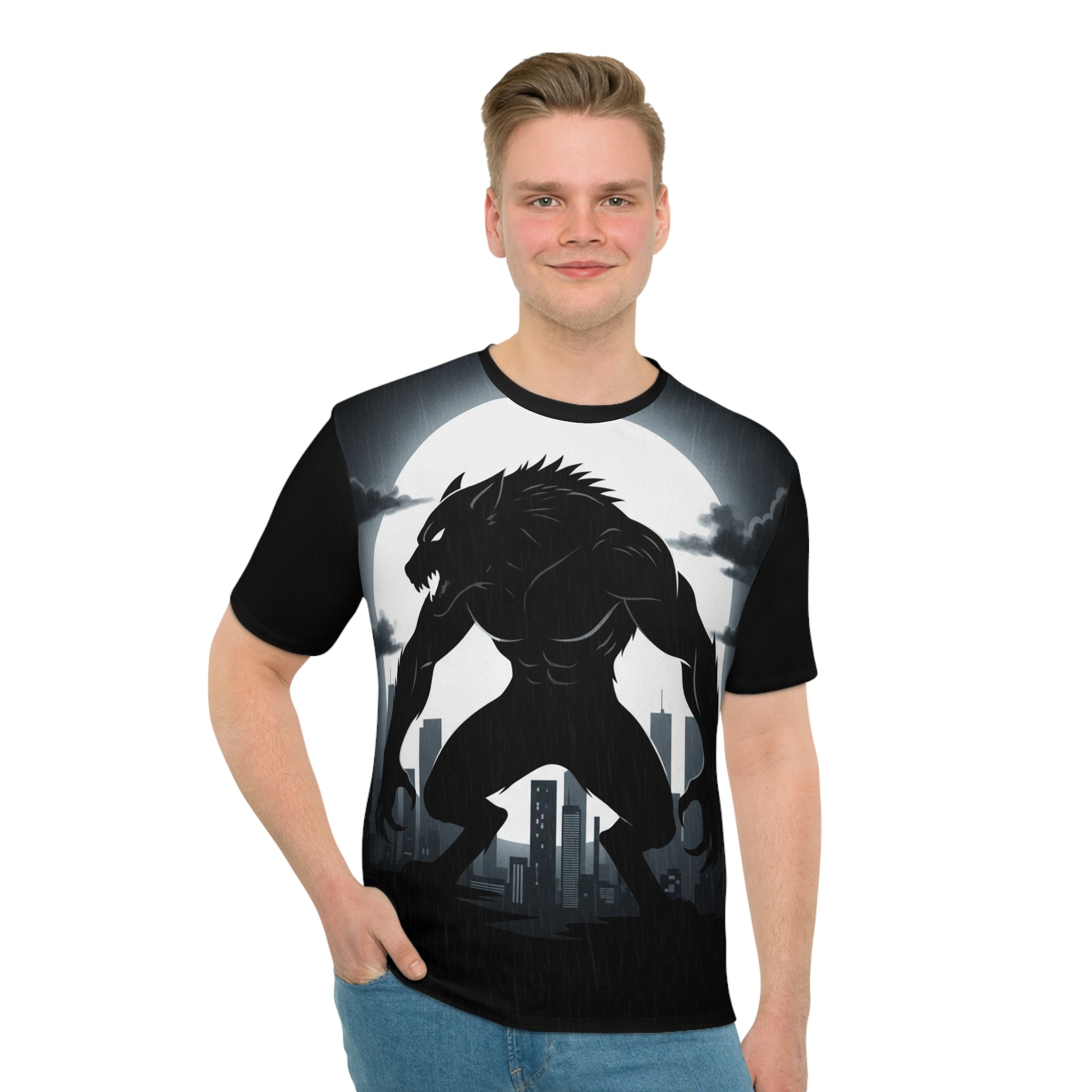 Men's Loose Werewolf Graphic T-Shirt