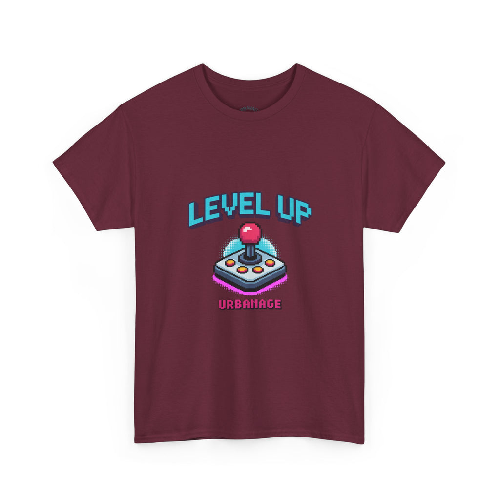 Level Up Unisex Heavy Cotton Tee, Retro Gamer Shirt, Video Game T-Shirt, Gift for Gamers, Fun Playful Graphic Tee