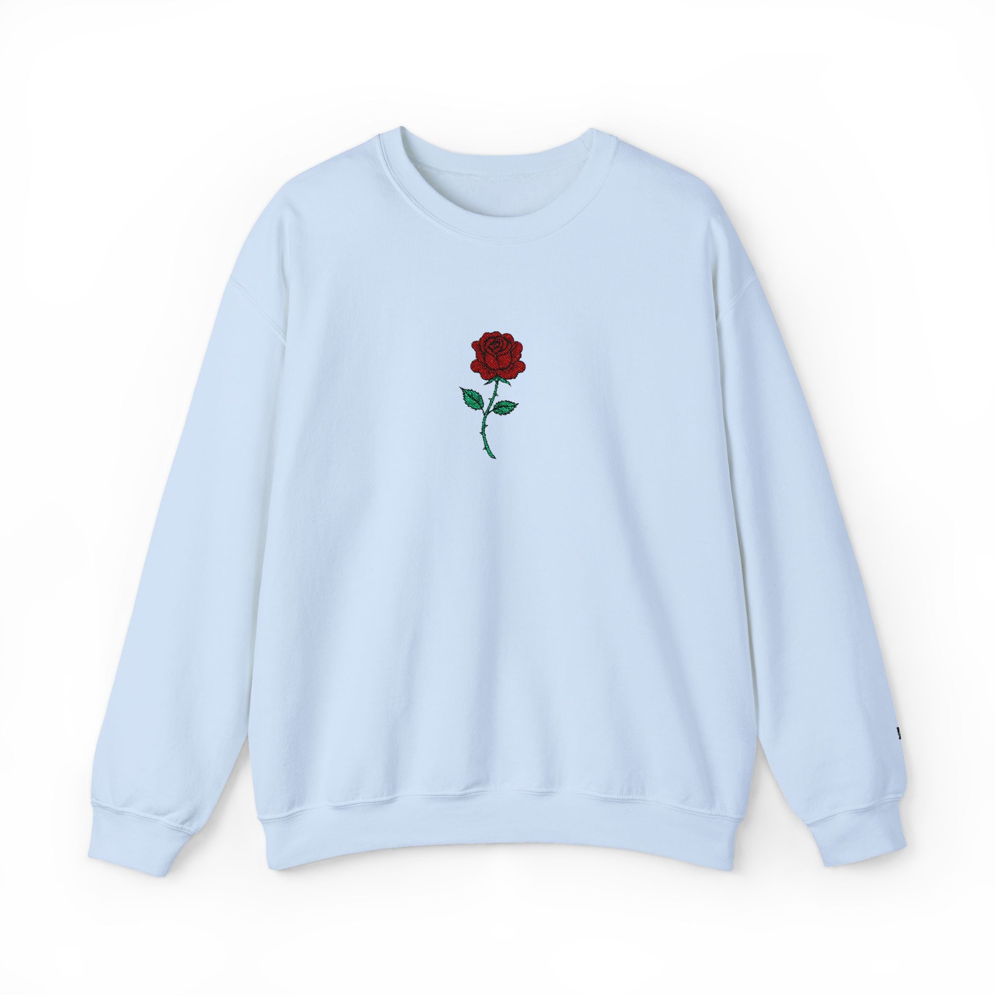 Rose Embroidered Unisex Crewneck Sweatshirt, Cozy Gift for Her, Casual Fall Fashion, Valentine's Day, Birthday Sweatshirt