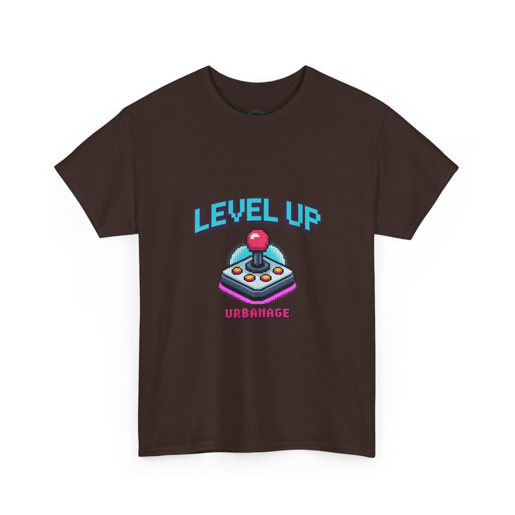 Level Up Unisex Heavy Cotton Tee, Retro Gamer Shirt, Video Game T-Shirt, Gift for Gamers, Fun Playful Graphic Tee