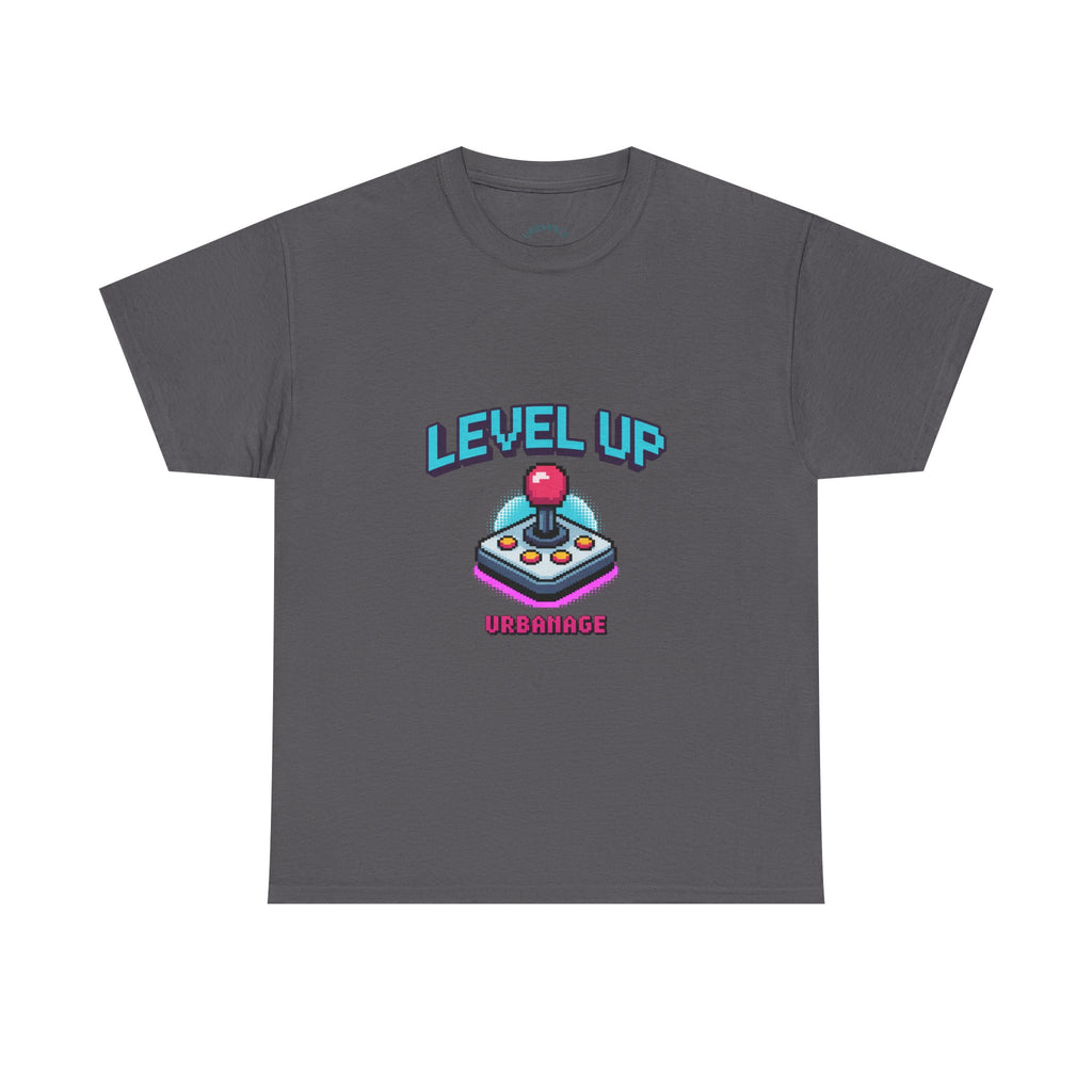 Level Up Unisex Heavy Cotton Tee, Retro Gamer Shirt, Video Game T-Shirt, Gift for Gamers, Fun Playful Graphic Tee
