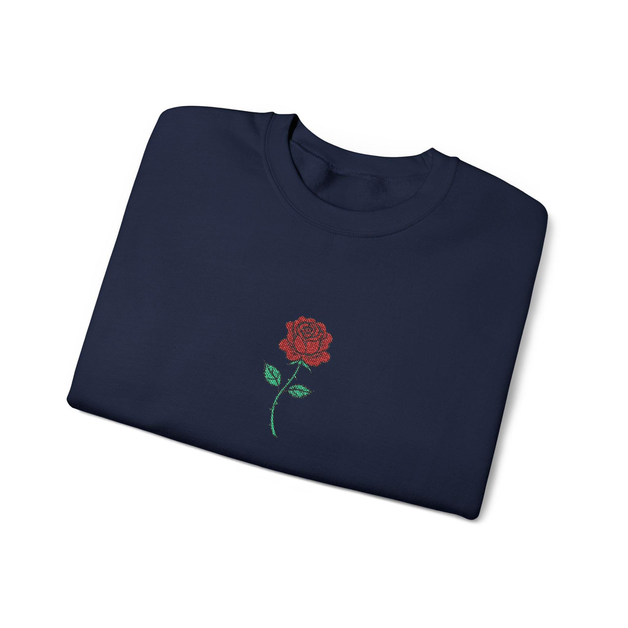 Rose Embroidered Unisex Crewneck Sweatshirt, Cozy Gift for Her, Casual Fall Fashion, Valentine's Day, Birthday Sweatshirt