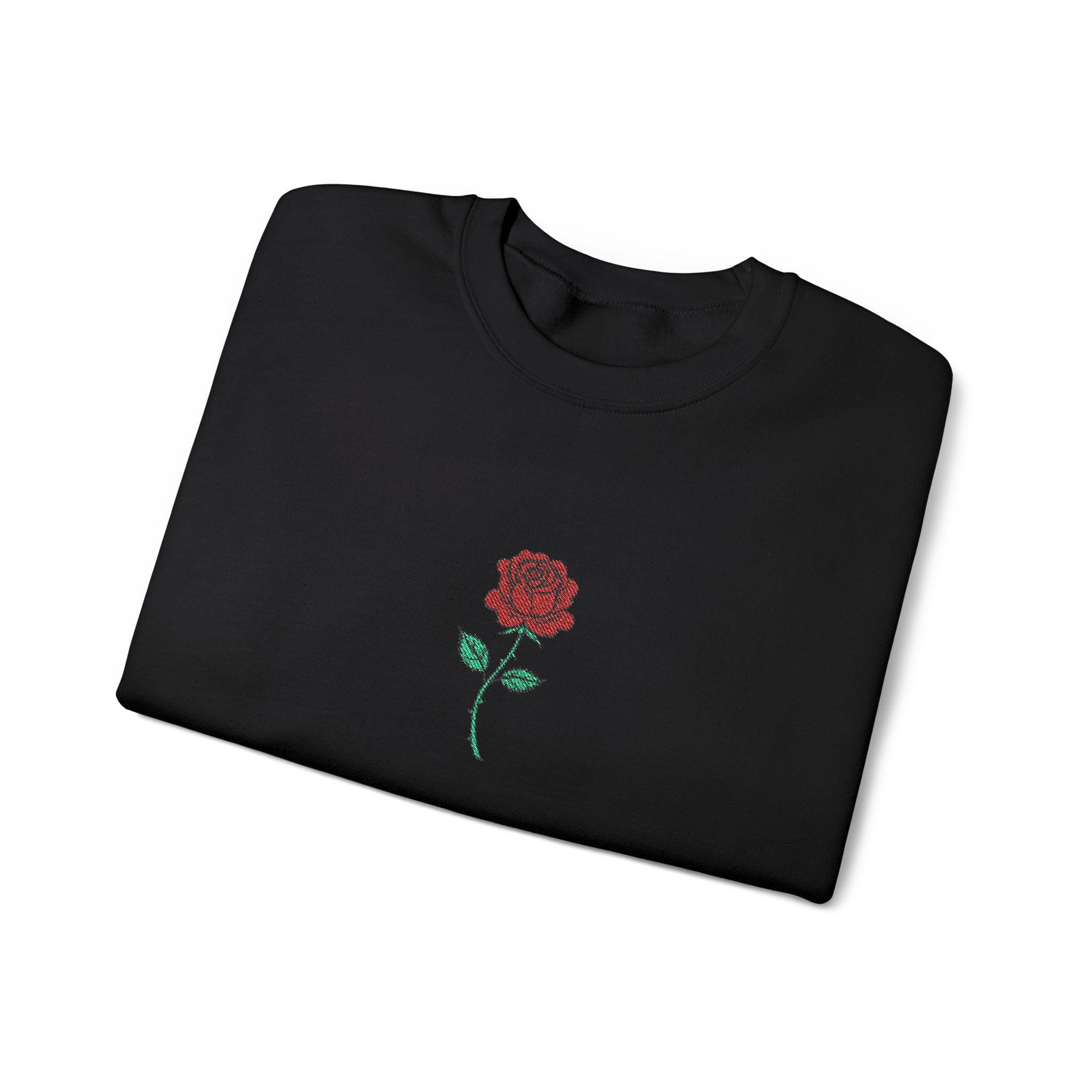 Rose Embroidered Unisex Crewneck Sweatshirt, Cozy Gift for Her, Casual Fall Fashion, Valentine's Day, Birthday Sweatshirt