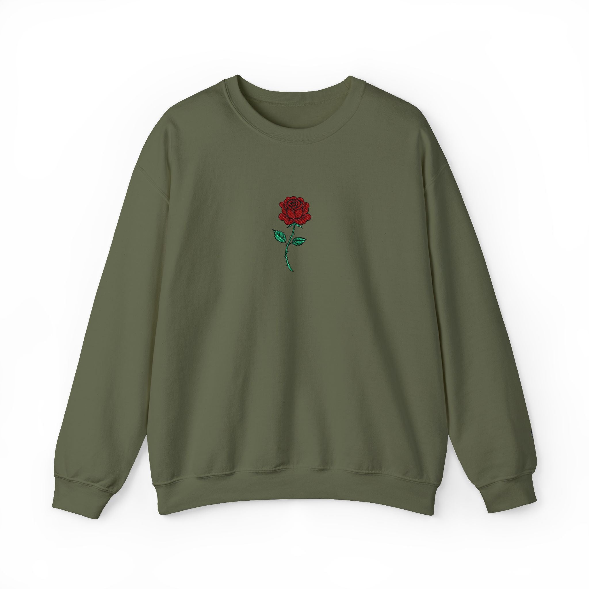 Rose Embroidered Unisex Crewneck Sweatshirt, Cozy Gift for Her, Casual Fall Fashion, Valentine's Day, Birthday Sweatshirt